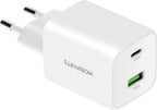 Mobiparts GaN Wall Charger | USB-C & USB-A 3.0 QC 45W | Wit