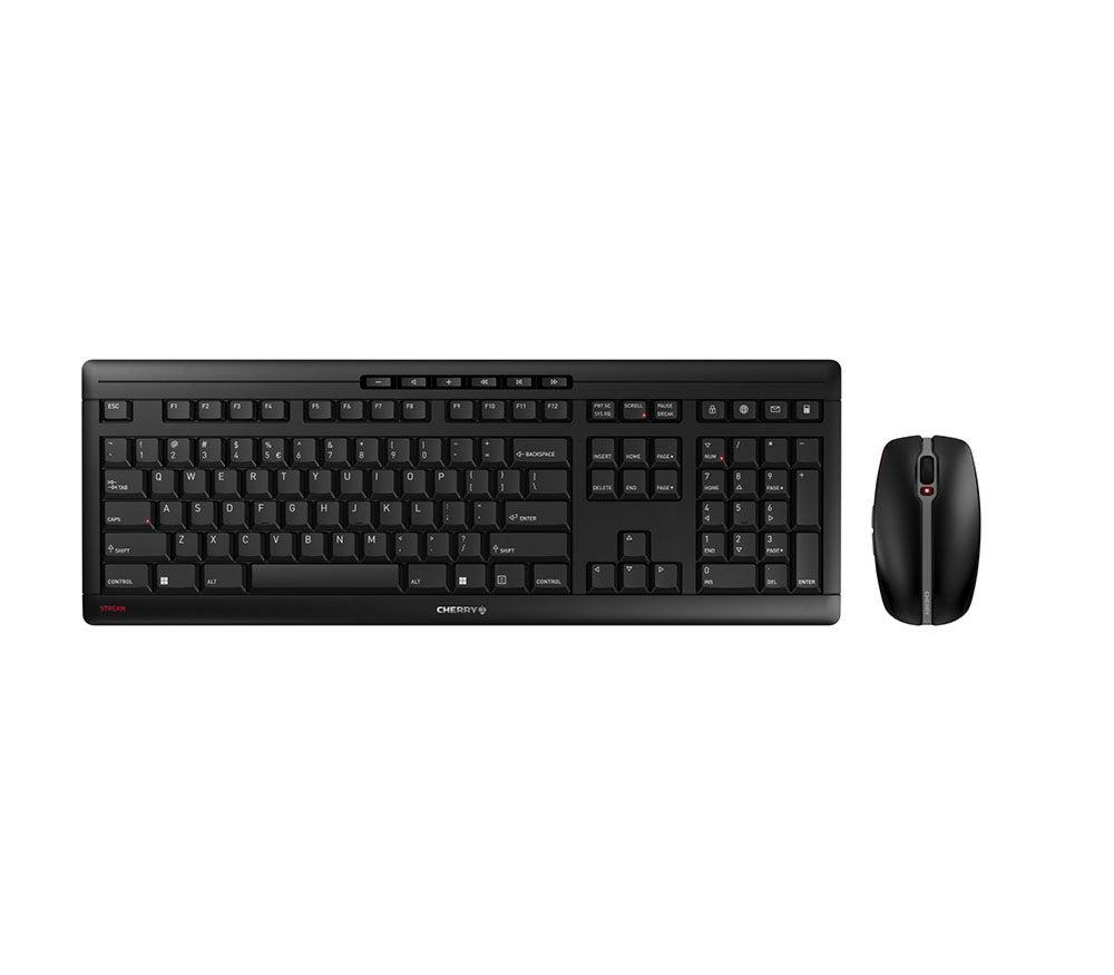 CHERRY Stream Desktop Recharge | Draadloos Toetsenbord en Muis (RF) | QWERTY (US-Engels) | Zwart