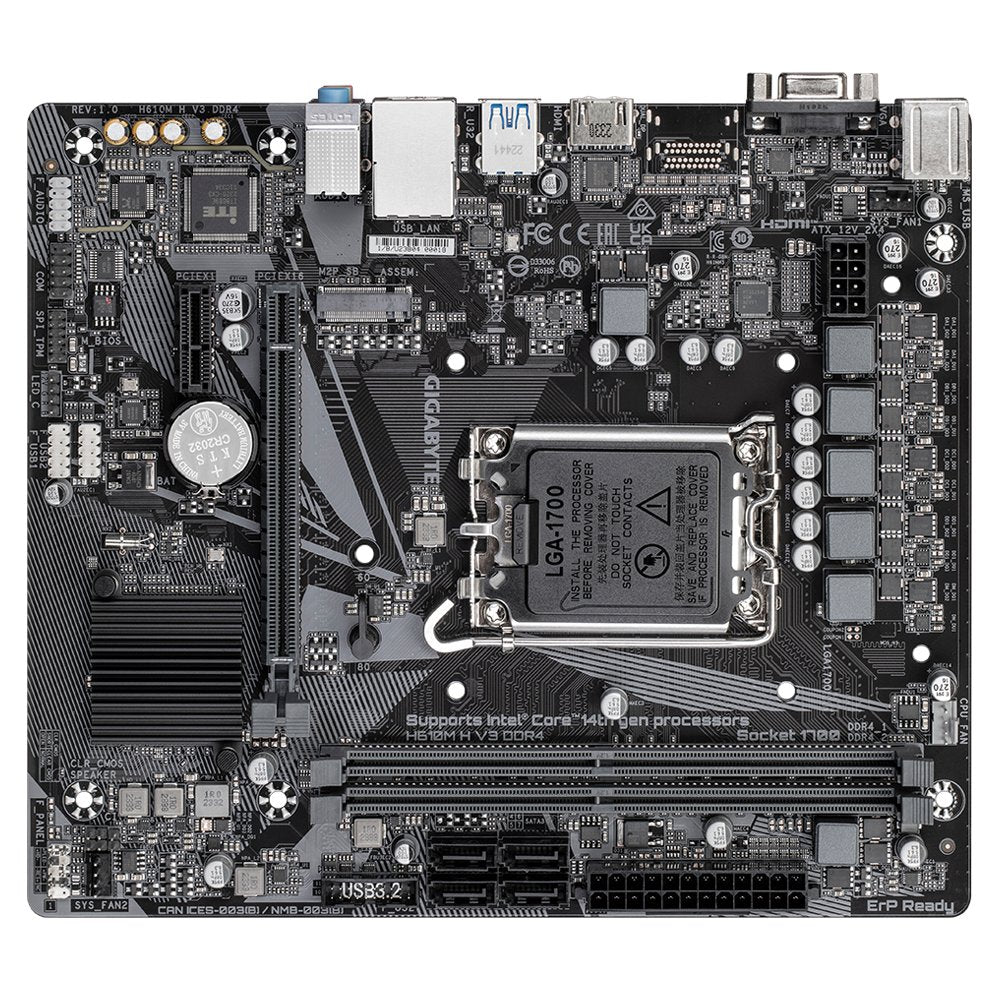 GIGABYTE H610M H V3 DDR4 | Socket LGA 1700 | Intel H610 Express | 2xDDR4 | Micro ATX | Moederbord