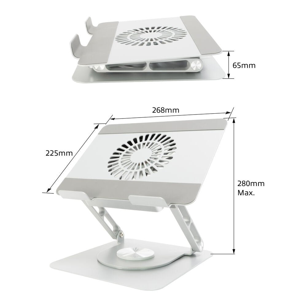 ACT AC8106 | 360° Draaibare Laptopstandaard | Met Ventilator | Traploos Verstelbaar