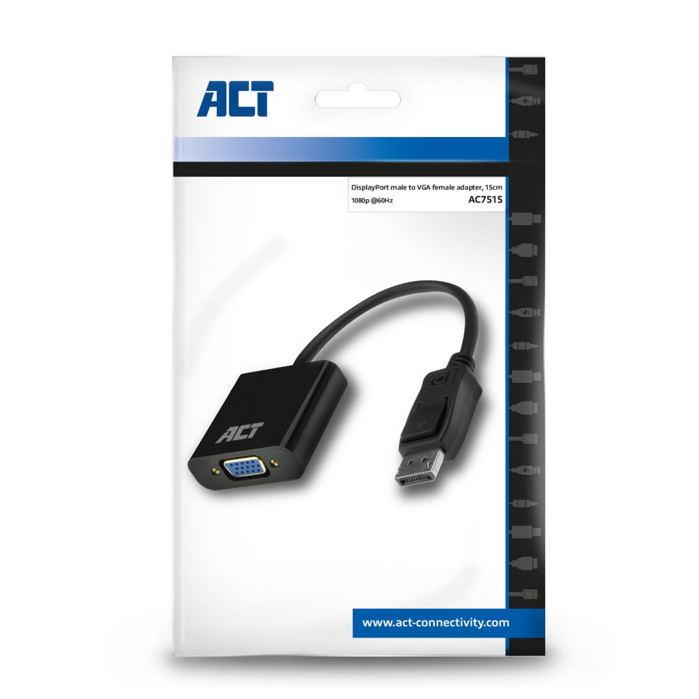 ACT AC7515 DisplayPort naar VGA Adapter | Female | Zip Bag