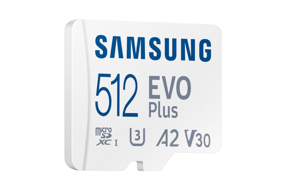 Samsung EVO Plus | MicroSDXC | 512GB | Class 10 | UHS-I U3 | V30 | A2 | Tot 160MB/s | Inclusief adapter