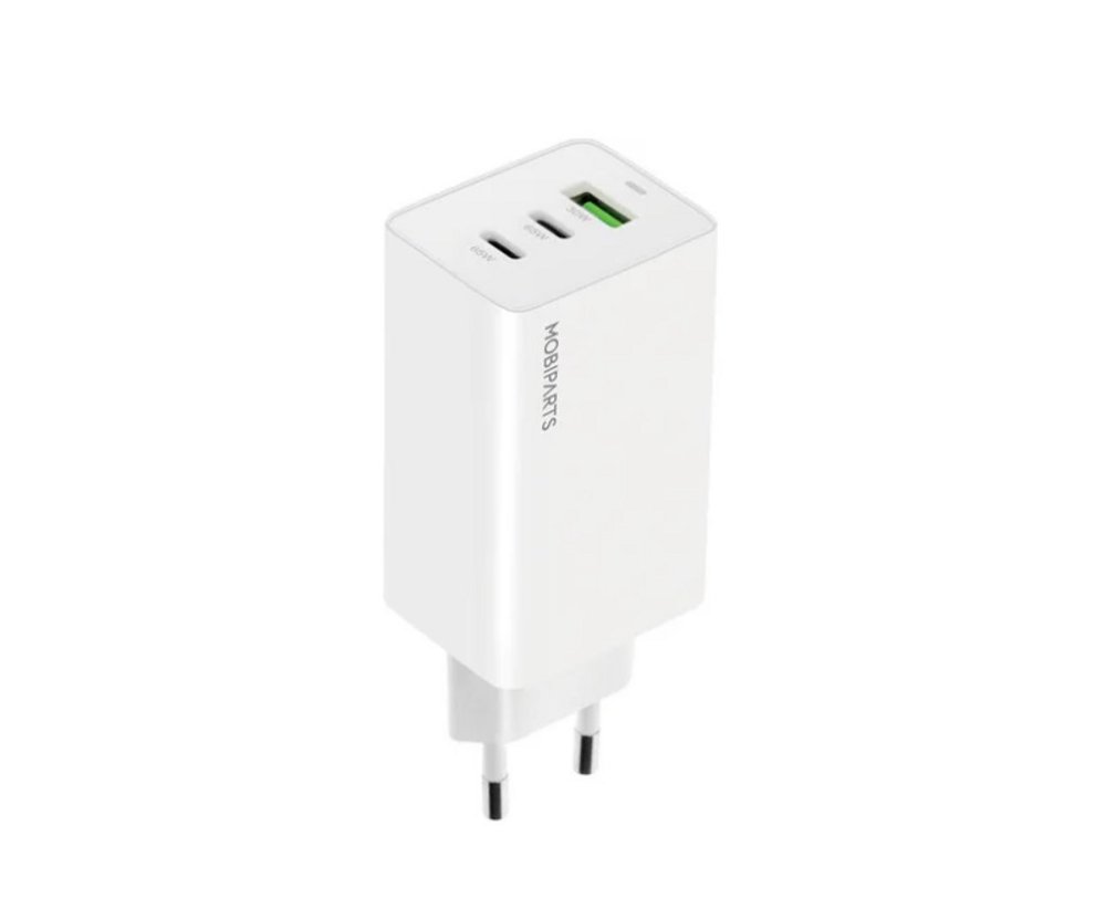 Mobiparts GaN Wall Charger | 2x USB-C & 3.0 USB-A QC 65W | Wit