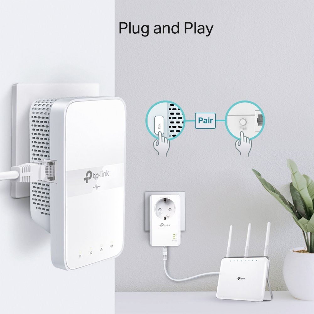 TP-Link TL-WPA7617 KIT | Powerline Adapter Set | 1200 Mbps | Gigabit Ethernet | Wi-Fi AC1200 | Wit | HomePlug AV2