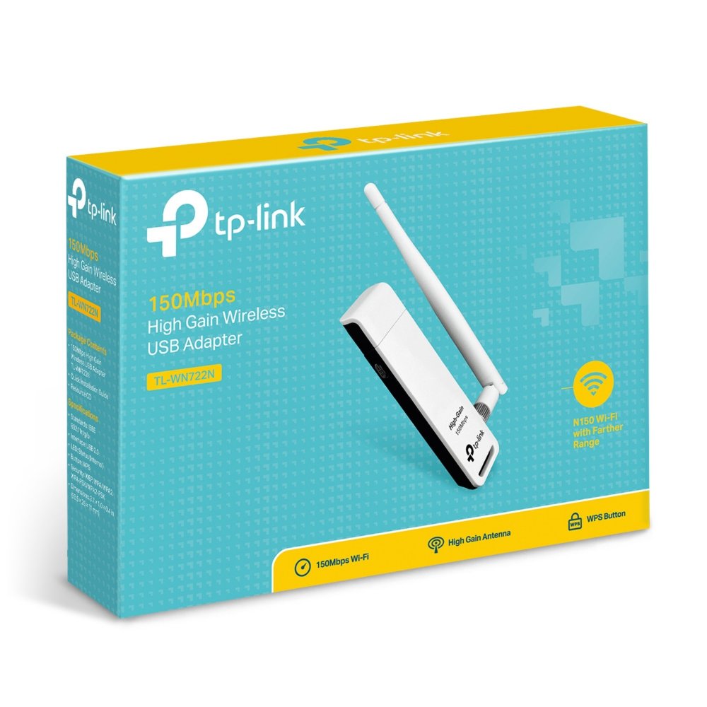 TP-Link TL-WN722N | Wi-Fi 4 USB-adapter | 150 Mbps | 2,4 GHz | USB 2.0 | Zwart