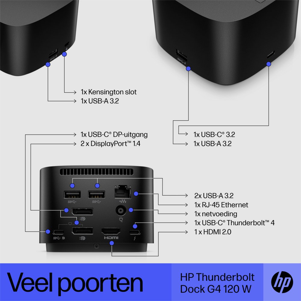 HP G4 Docking Station | Thunderbolt 120W | Zwart