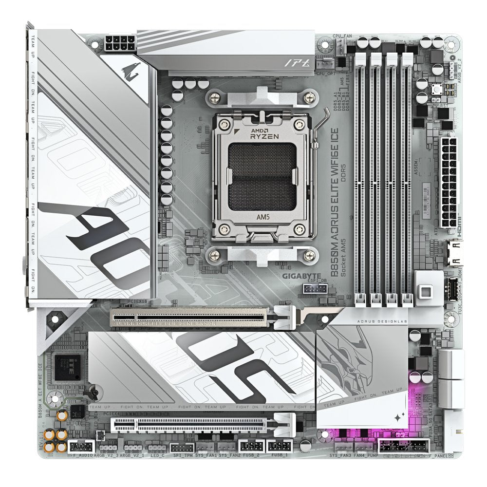 Gigabyte B850M AORUS ELITE WIFI6E ICE | Socket AM5 | AMD B850 | 4xDDR5 | Micro ATX | Moederbord