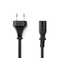 Nedis CEGL11040BK05 | Elektriciteitssnoer | 0,5 m | Eurostekker naar IEC-C7 | Zwart