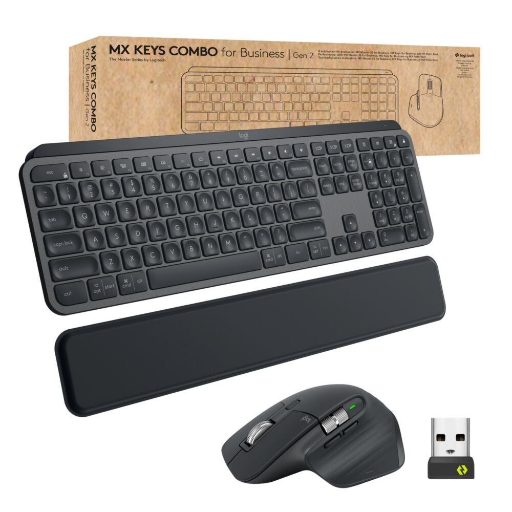 Logitech MX Keys Combo for Business Gen 2 | Draadloze Toetsenbord- en Muis-combo | RF / Bluetooth | QWERTY US International |
