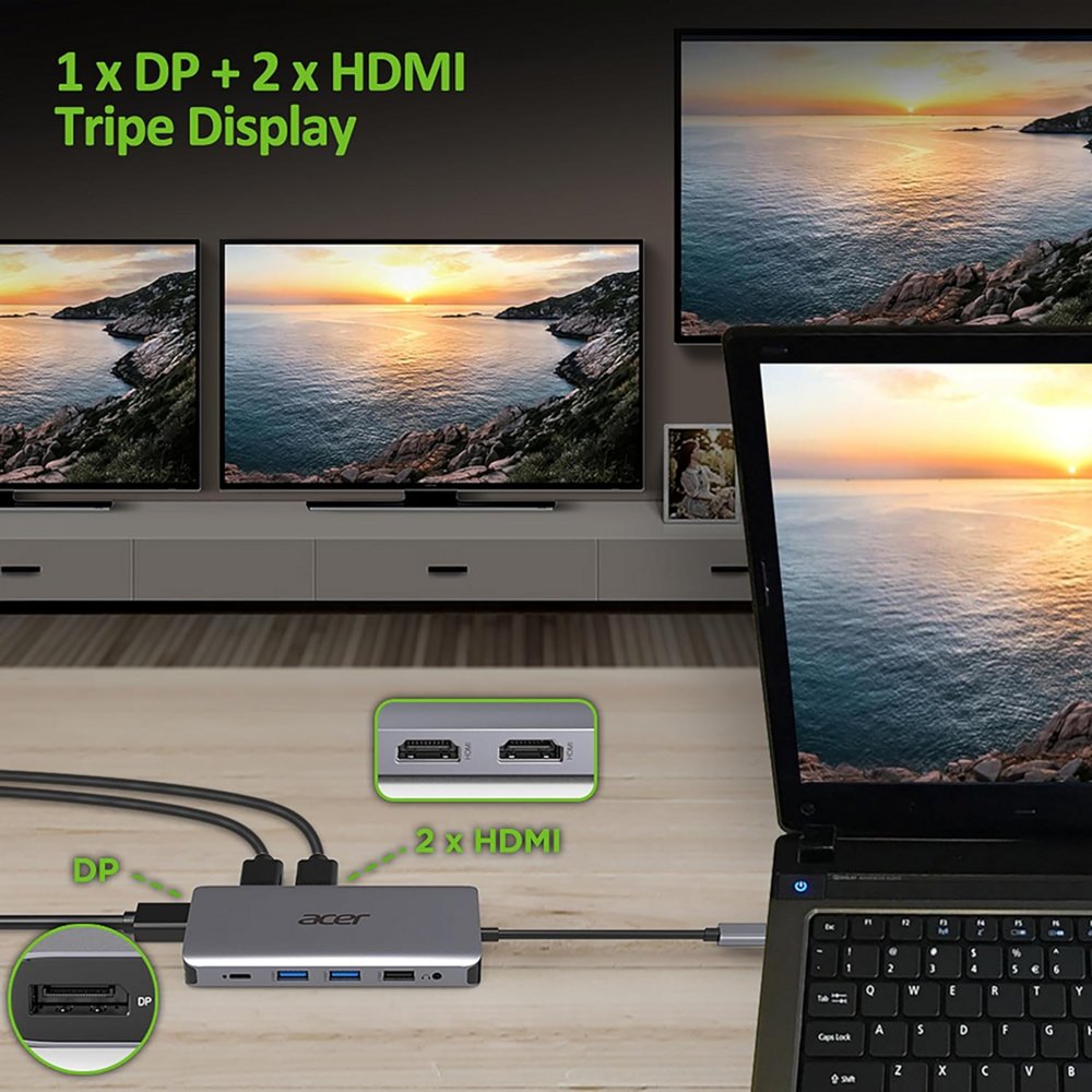 Acer 12-in-1 USB-C Docking Station | Dual HDMI | DisplayPort | Gigabit Ethernet | USB 3.2 Gen 1