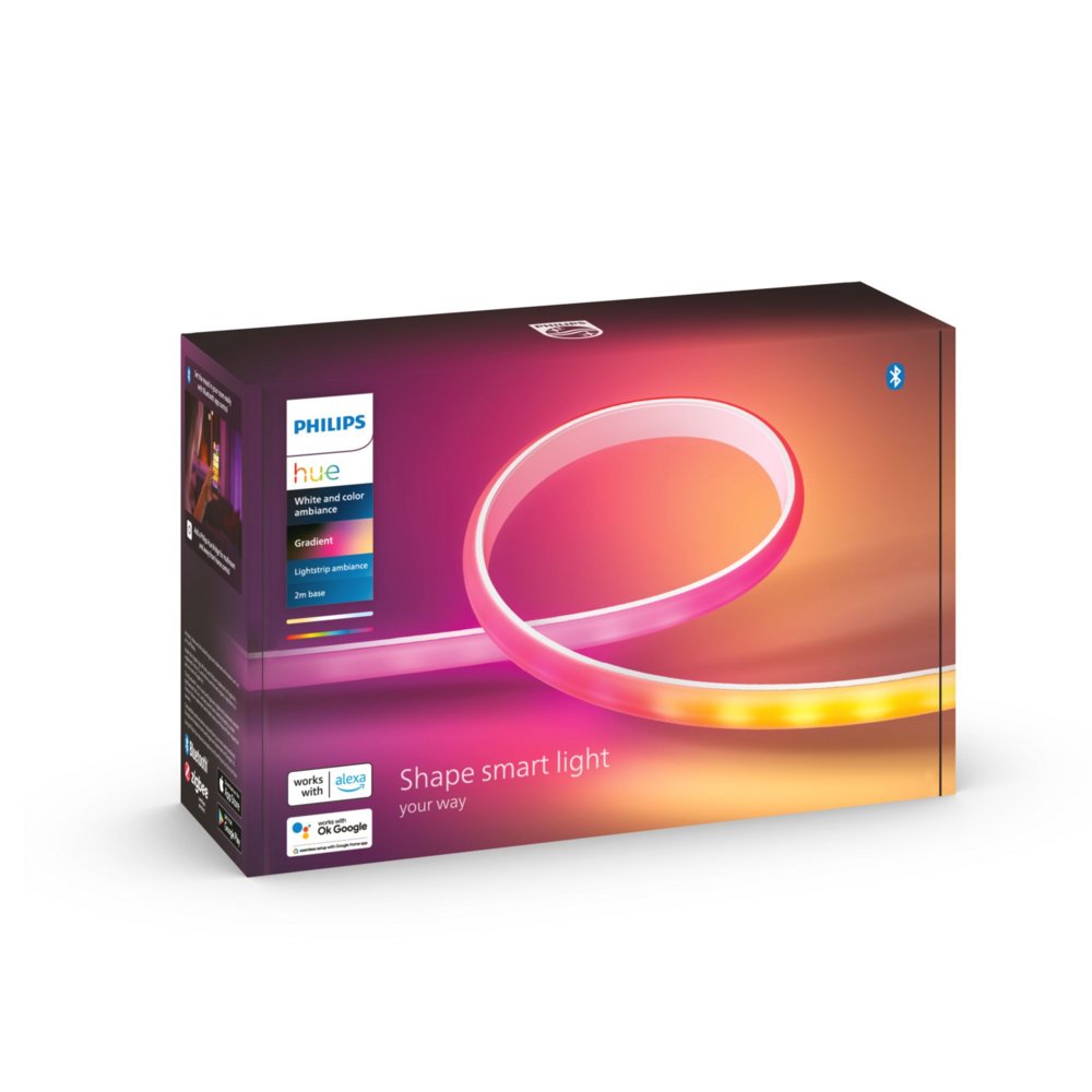 Philips Hue Gradient Lightstrip | Basispakket | 2 meter | RGBIC | EU/UK stekker | Bluetooth & Zigbee