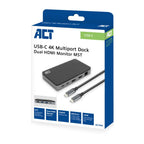 ACT AC7093 | USB-C 4K Docking Station | 2x HDMI + Ethernet + USB-C/USB-A + PD | 1m Kabel