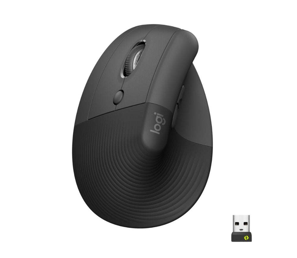 Logitech Lift | Ergonomische Draadloze Muis | Linkshandig | RF + Bluetooth | 4000 DPI | Grafiet