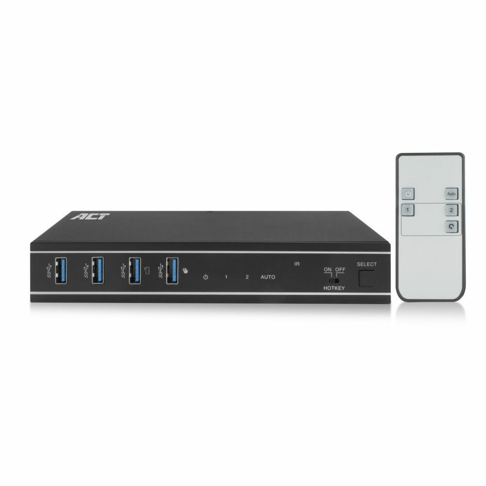 ACT AC7912 | KVM-Switch | 2-Poorts HDMI | 4K@60Hz | USB 3.2 Gen1 | RS-232 | Zwart