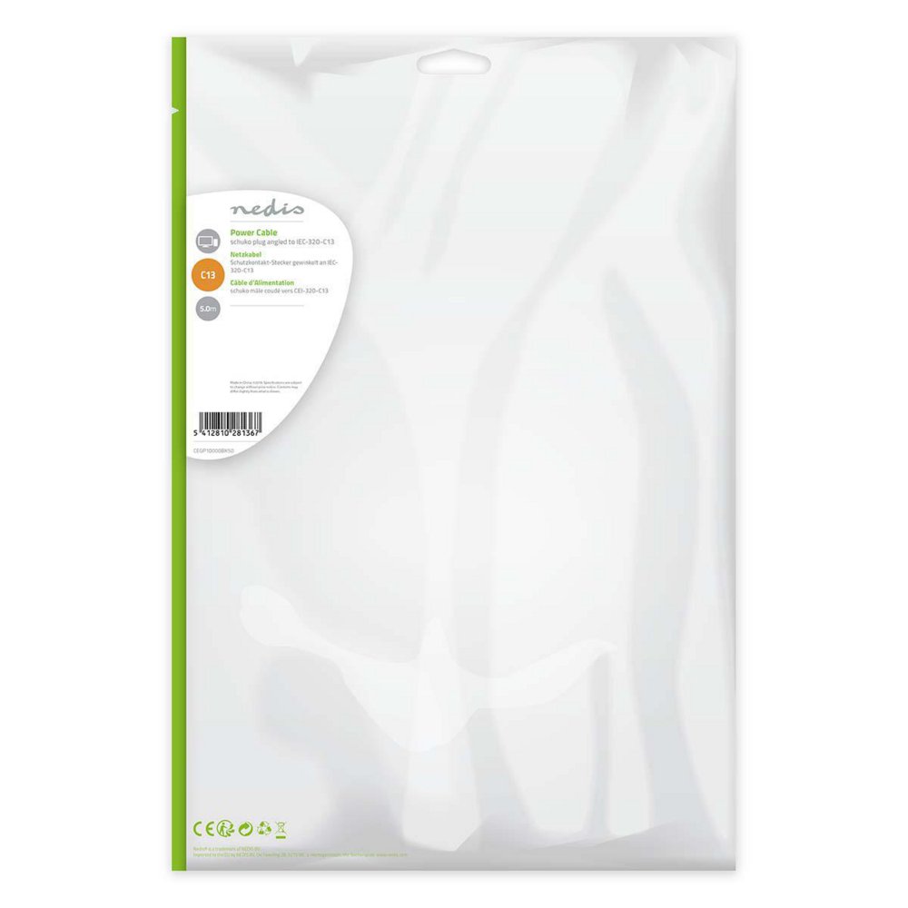 Nedis CEGP10000BK50 | 5 m Stroomkabel | Type F (CEE 7/7) Male naar IEC C13 | Zwart | 10A / 250V | PVC