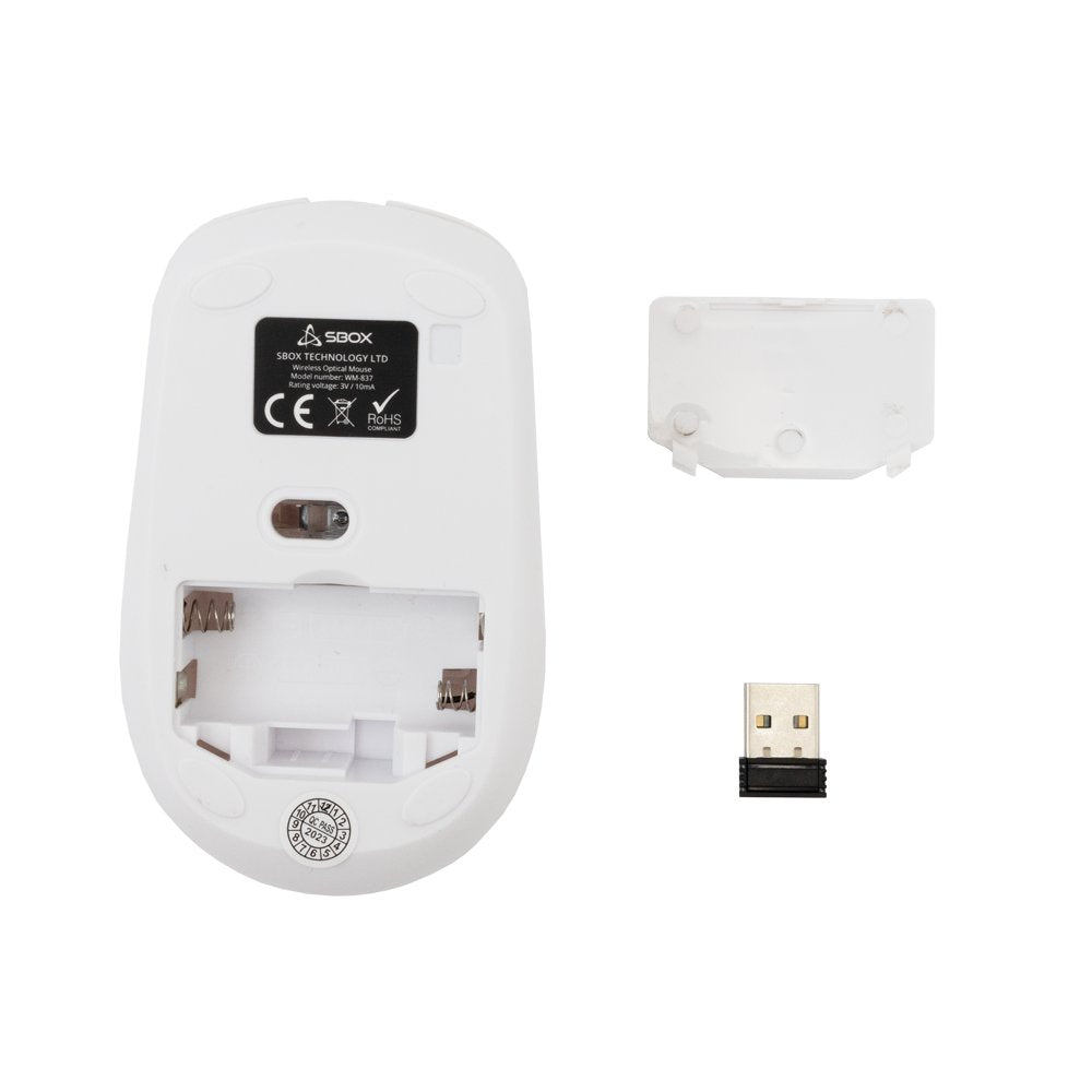 SBOX WM-837W | Draadloze Muis | Links- en Rechtshandig | RF | 1600 DPI | Wit