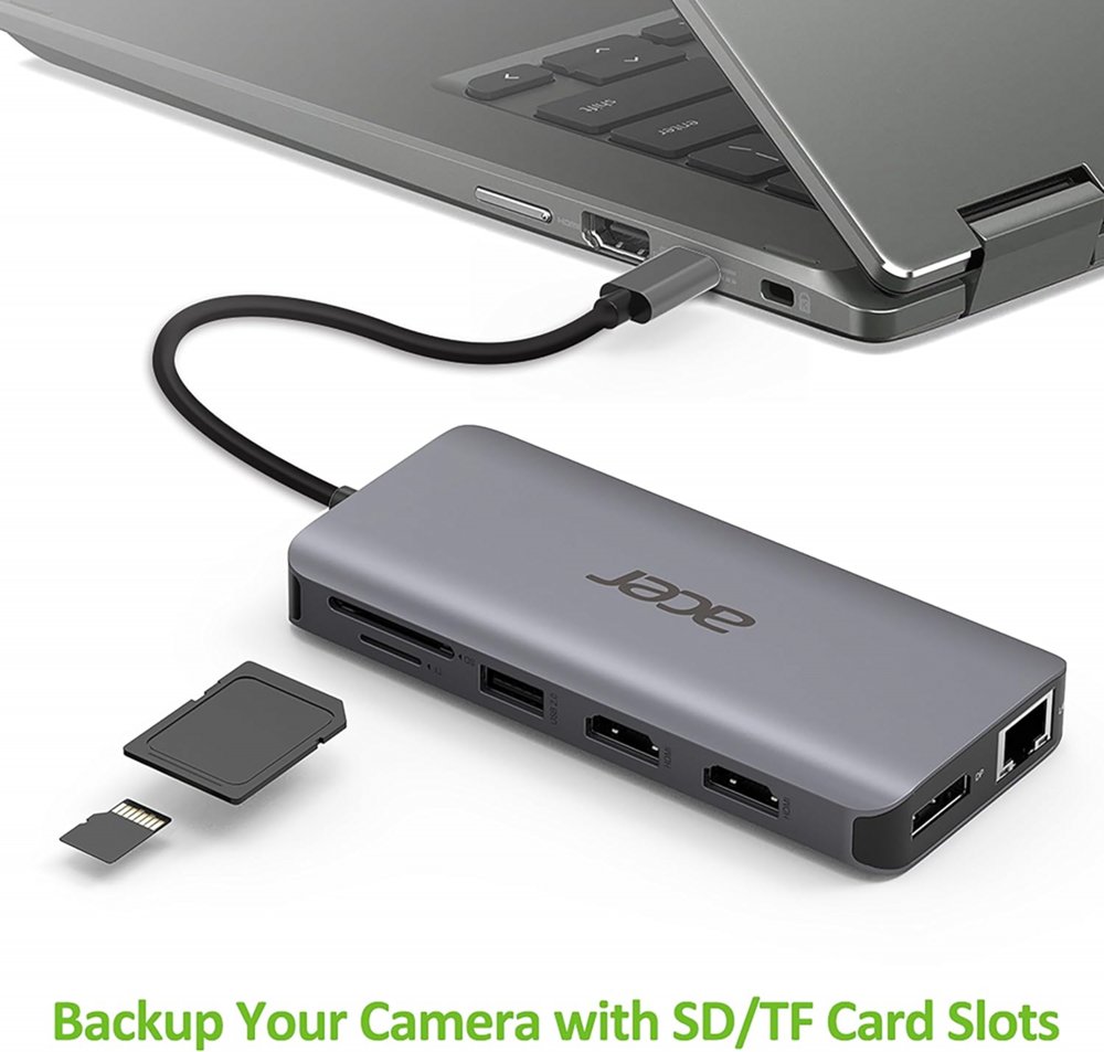 Acer 12-in-1 USB-C Docking Station | Dual HDMI | DisplayPort | Gigabit Ethernet | USB 3.2 Gen 1