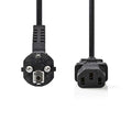 Nedis CEGP10000BK20 | 2 m Stroomkabel | Type F (CEE 7/7) Haaks naar IEC-320-C13 | Zwart | 10A | PVC