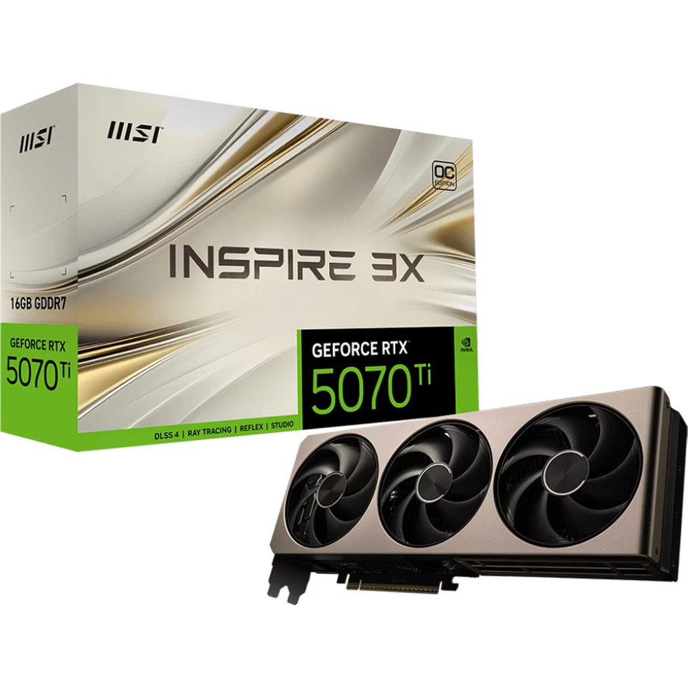 MSI GeForce RTX 5070 Ti INSPIRE 3X OC | 16GB GDDR7 | DLSS 4 | Videokaart | Nvidia GPU