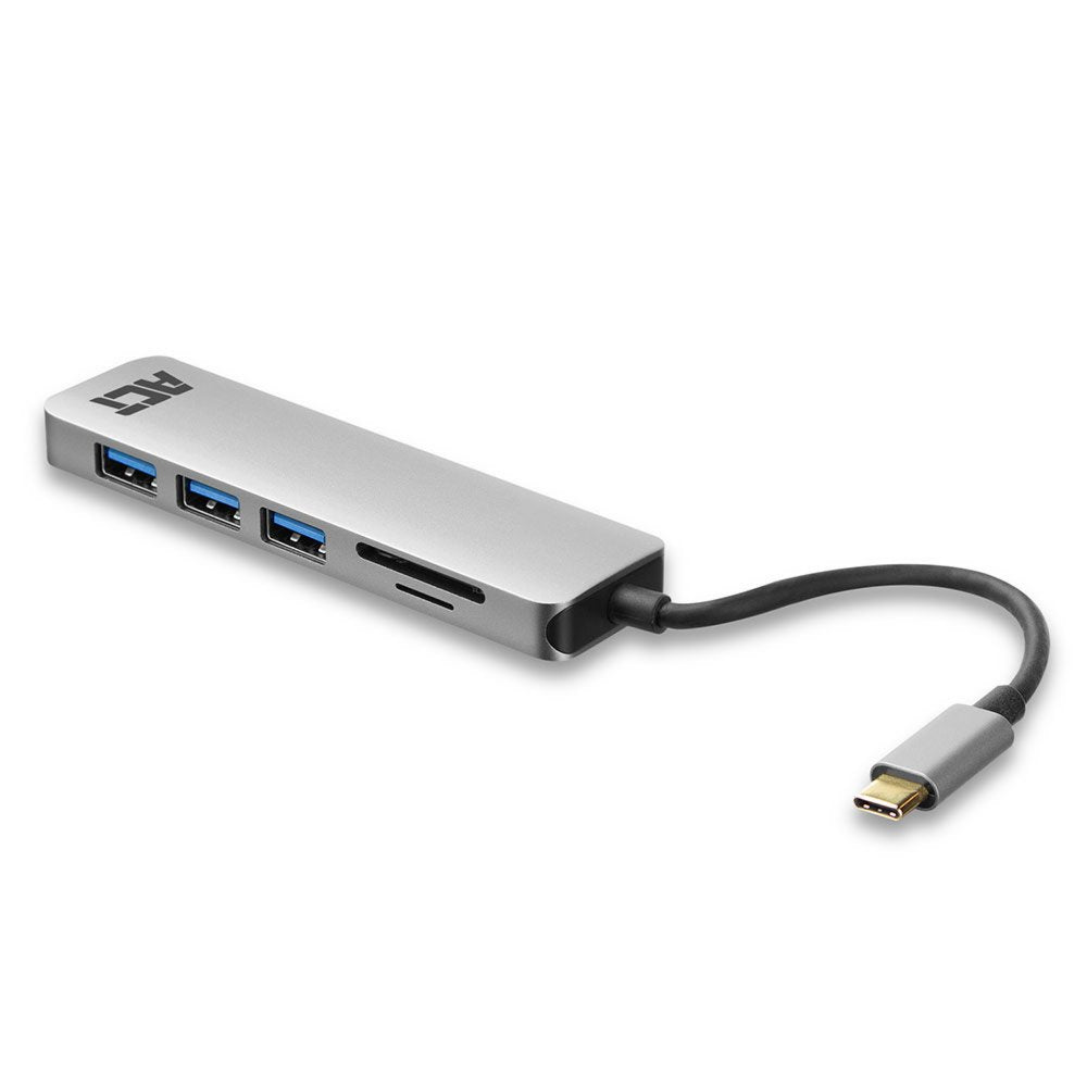 ACT AC7050 | 3-Poorts USB-C Hub | Kaartlezer | Zilver