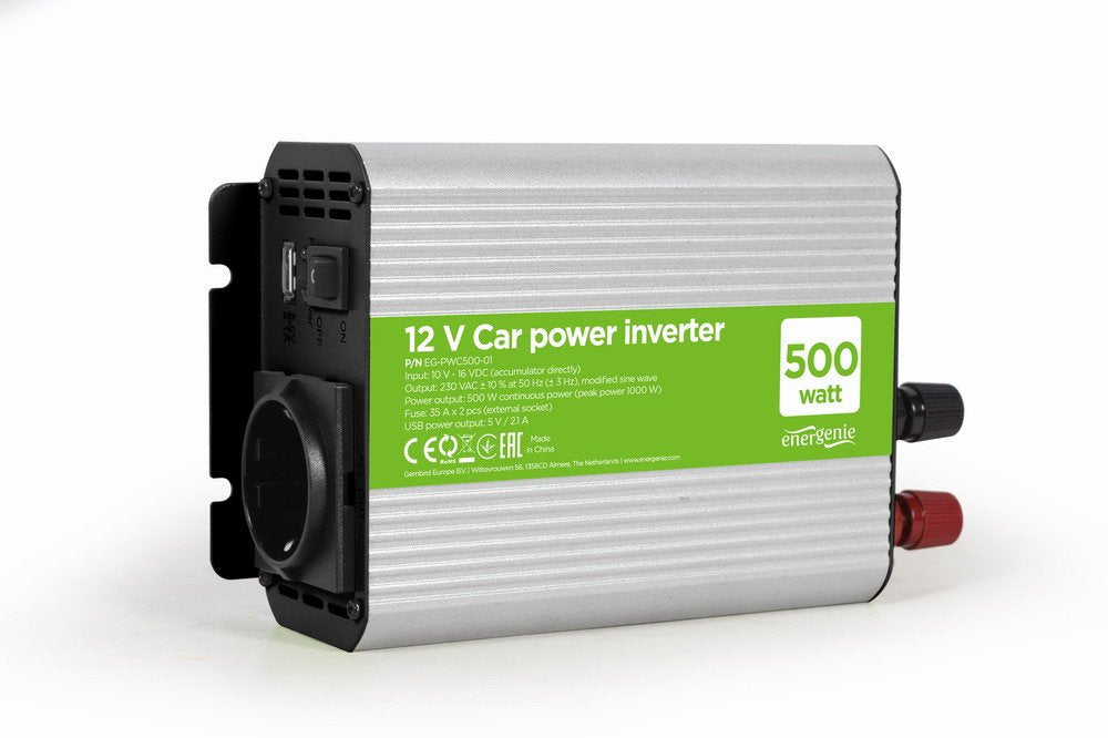 Gembird EG-PWC500-01 | Netvoeding & Inverter Auto | 500 W | Grijs