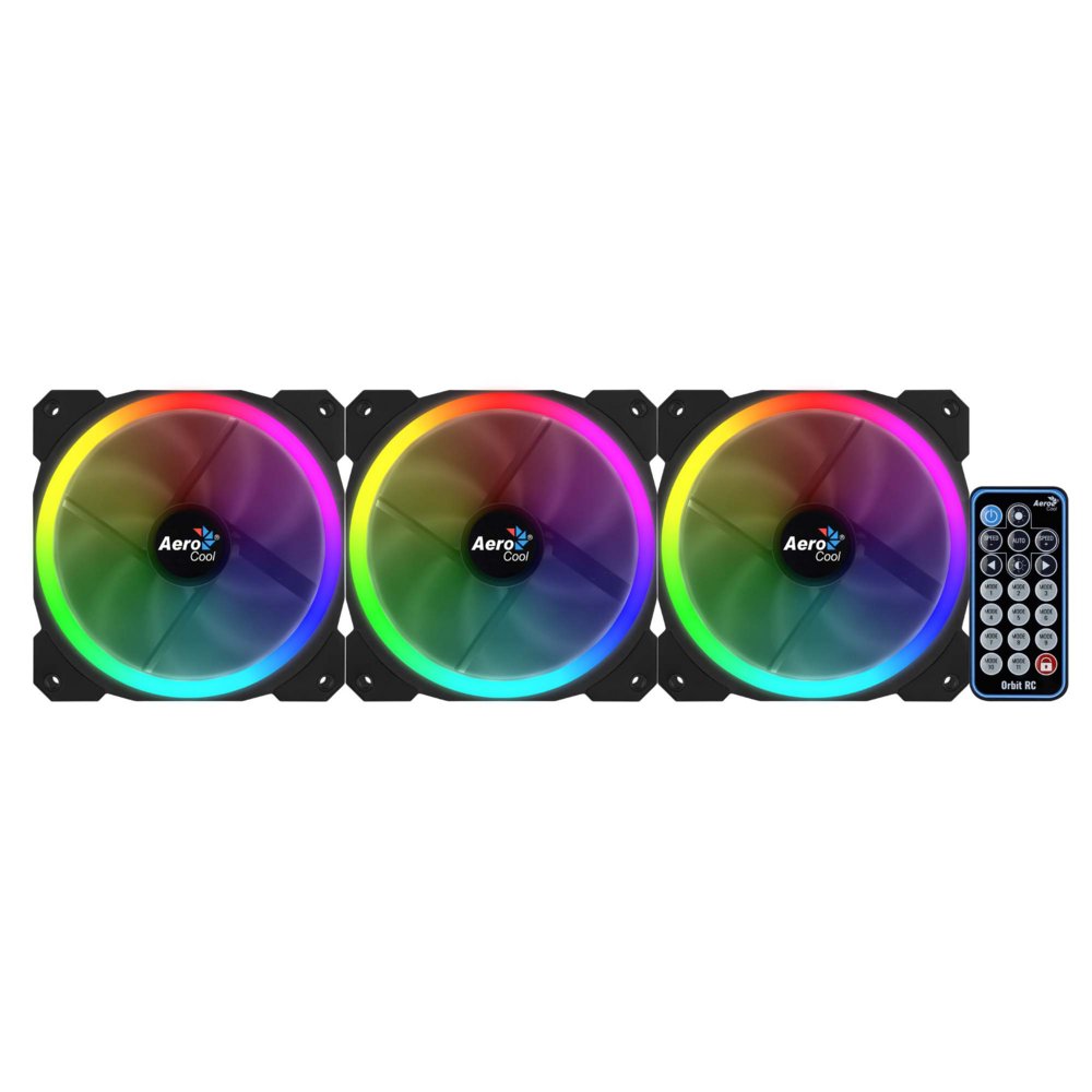 Aerocool Orbit RC ARGB 3 Pack | 120mm Case Fans met Remote Control