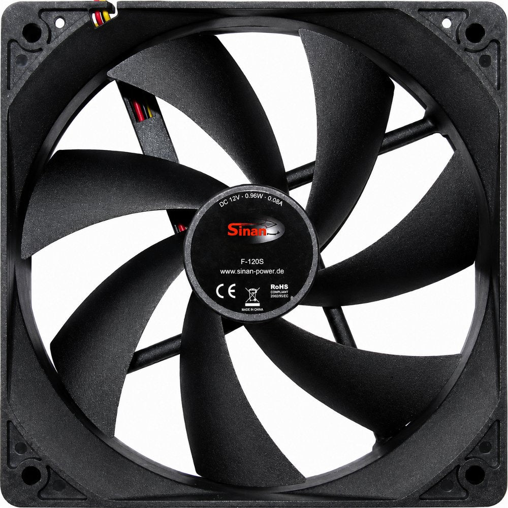 Inter-Tech Sinan F-120-S | 120mm Case Fan | 3-Pin | Zwart