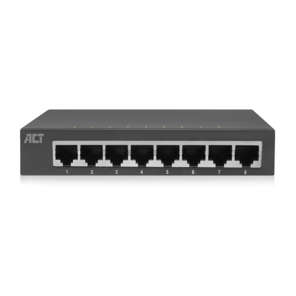 ACT AC4418 | Unmanaged Switch | 8 Poorten | Gigabit Ethernet | Grijs | Plug & Play
