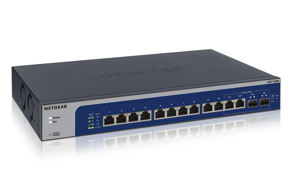 NETGEAR XS512EM | Managed L2 Switch | 12 Poorten | 10G Ethernet (100/1000/10000 Mbps) | 1U | Blauw/Grijs