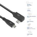 ACT AC7405 | USB 3.0 Kabel | USB-C (recht) naar USB-C (haaks) | 60W | 10Gbps | 0,5m | Zwart