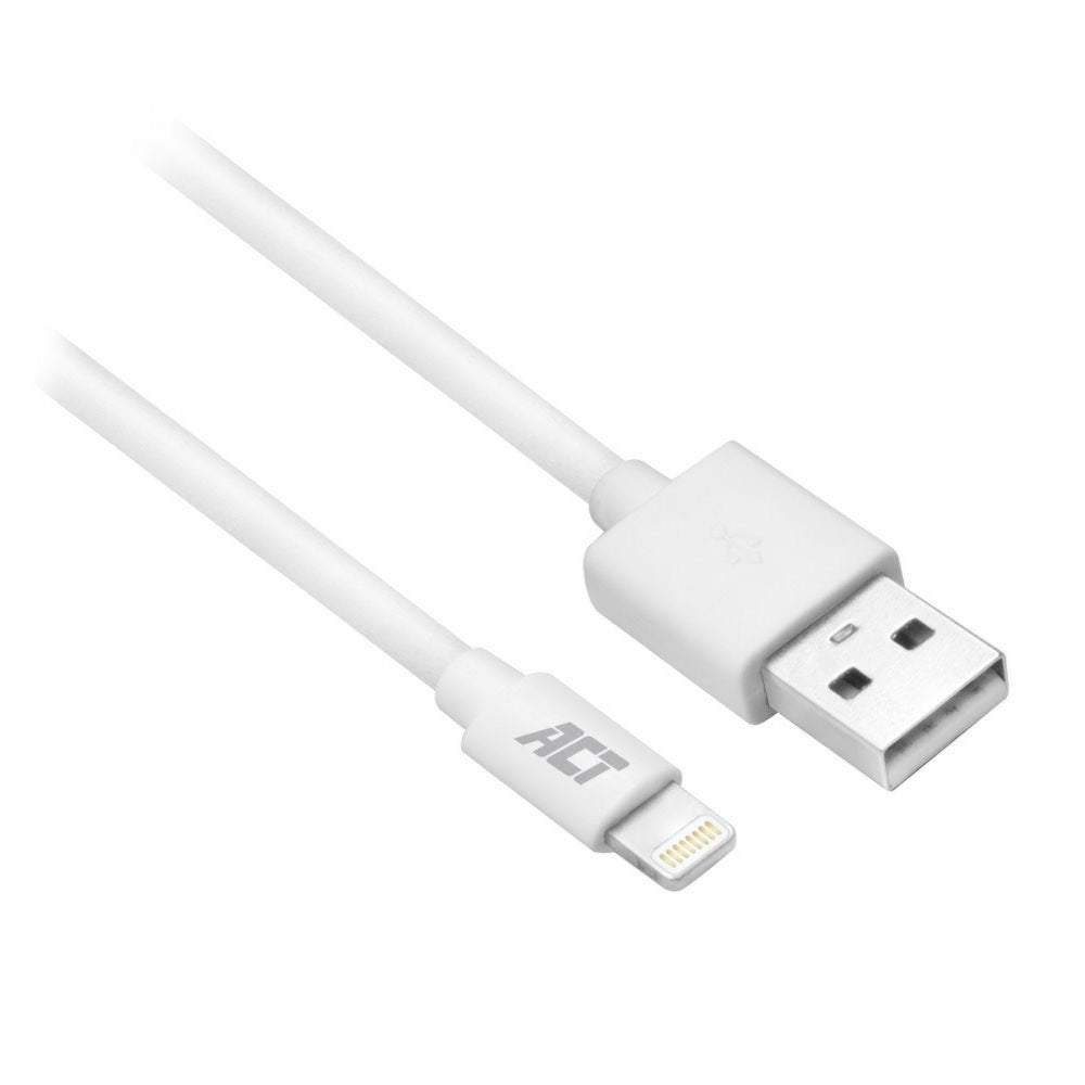ACT kabel | USB-A naar Lightning | iOS compatibel | 1 m | Wit | AC3092
