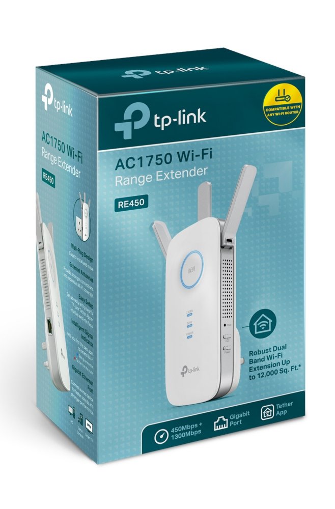 TP-Link RE450 | AC1750 Dual-Band Wifi Repeater | Gigabit Ethernet | Wit