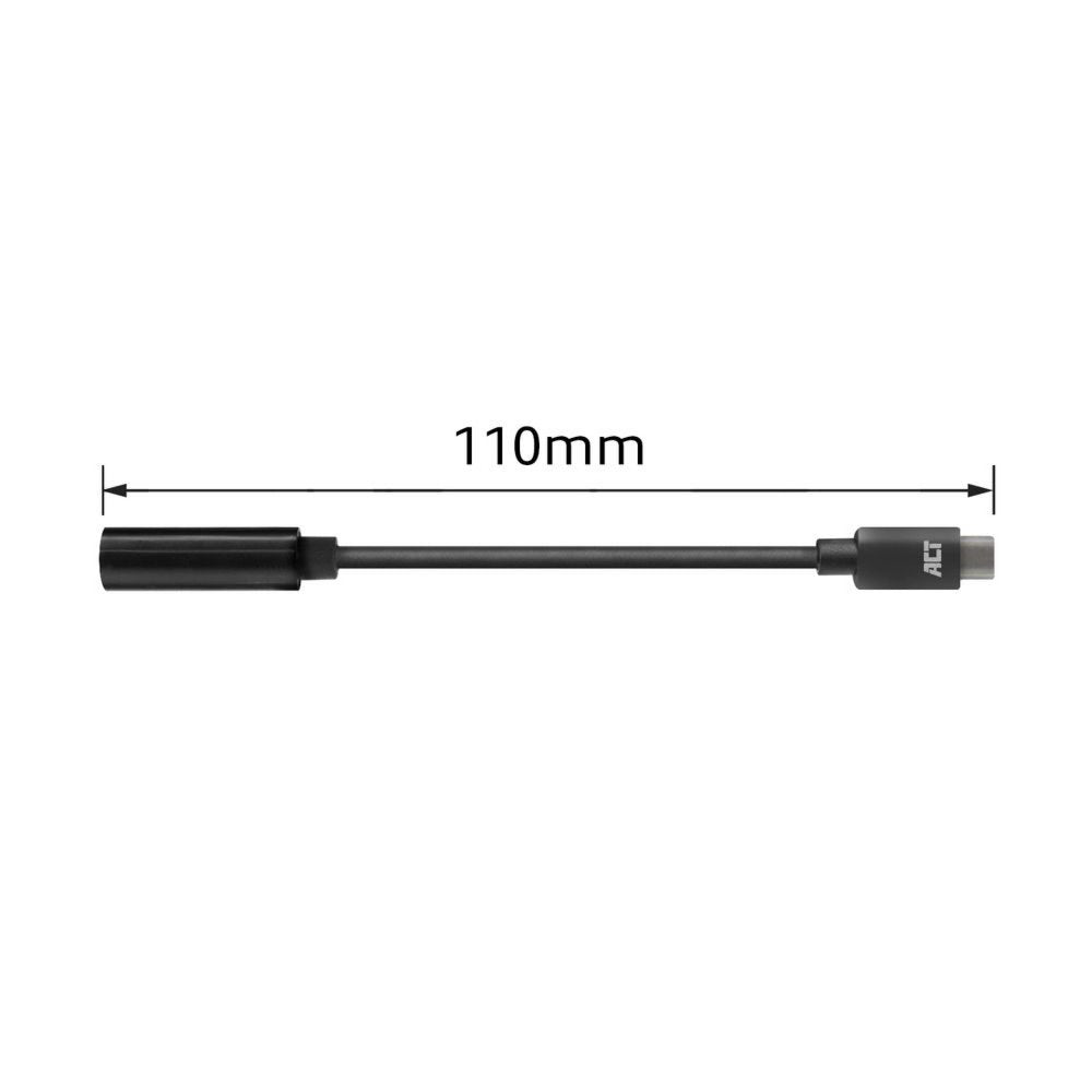 ACT AC7380 | 3.5mm naar USB Type-C | 0,11 Meter | Audiokabel Tussenstuk | Zwart