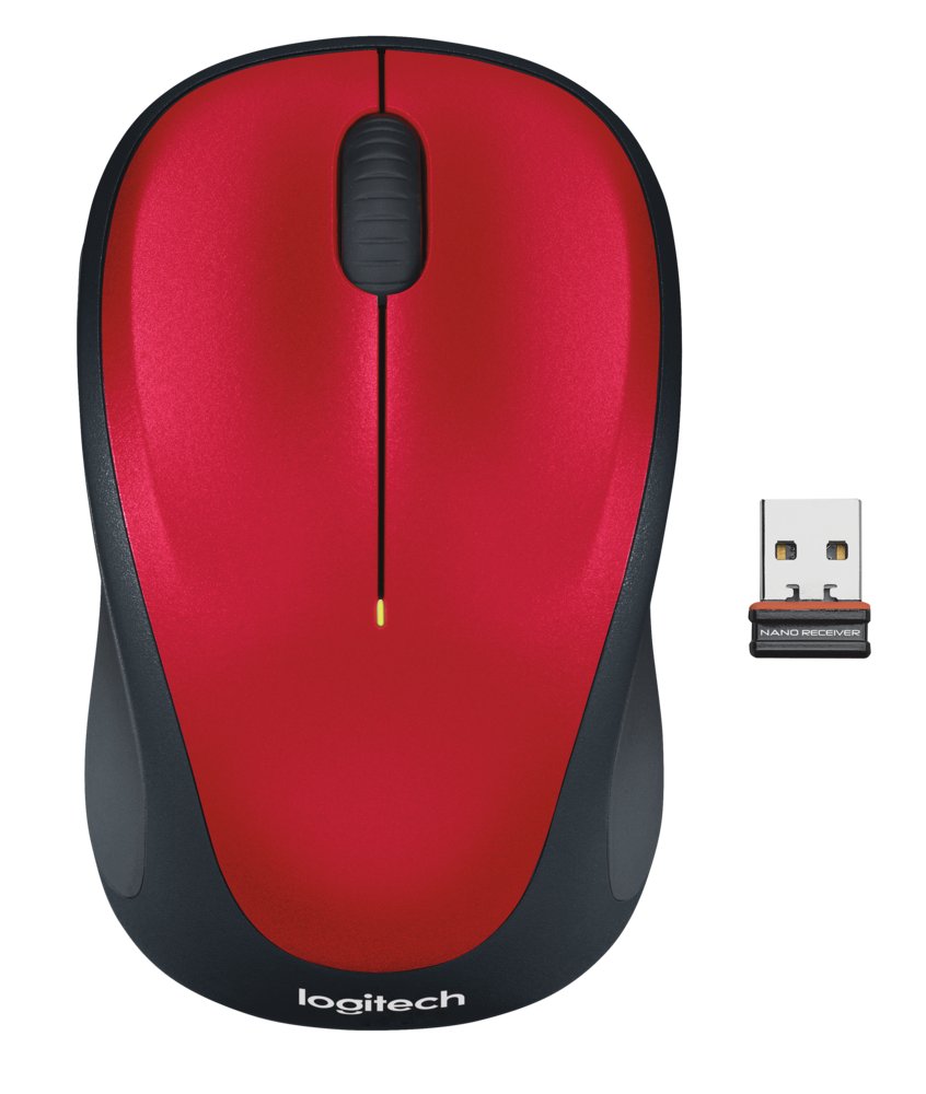 Logitech M235 | Draadloze Muis | Links- en Rechtshandig | RF | 1000 DPI | Rood/Zwart