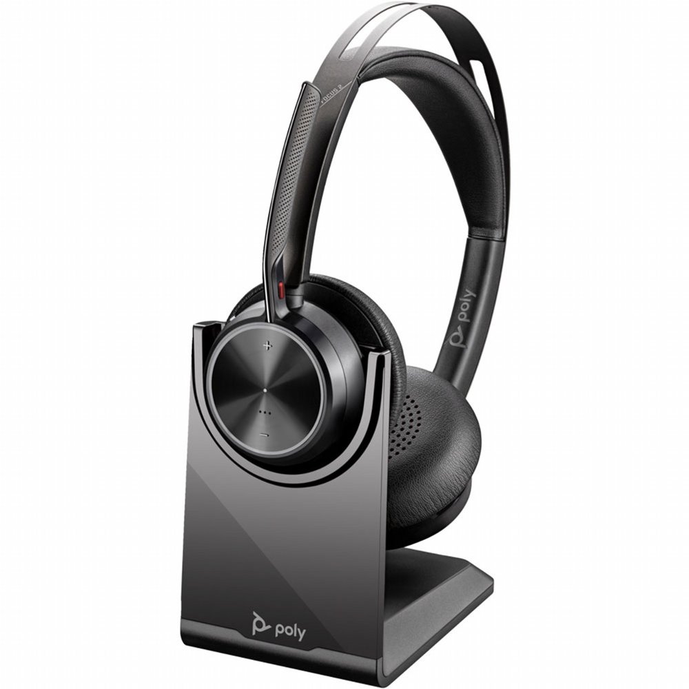 HP Poly Voyager Focus 2 UC Stereo | Bluetooth Headset (ANC) | USB-C (met USB-A Adapter) | Oplaadstandaard | Zwart