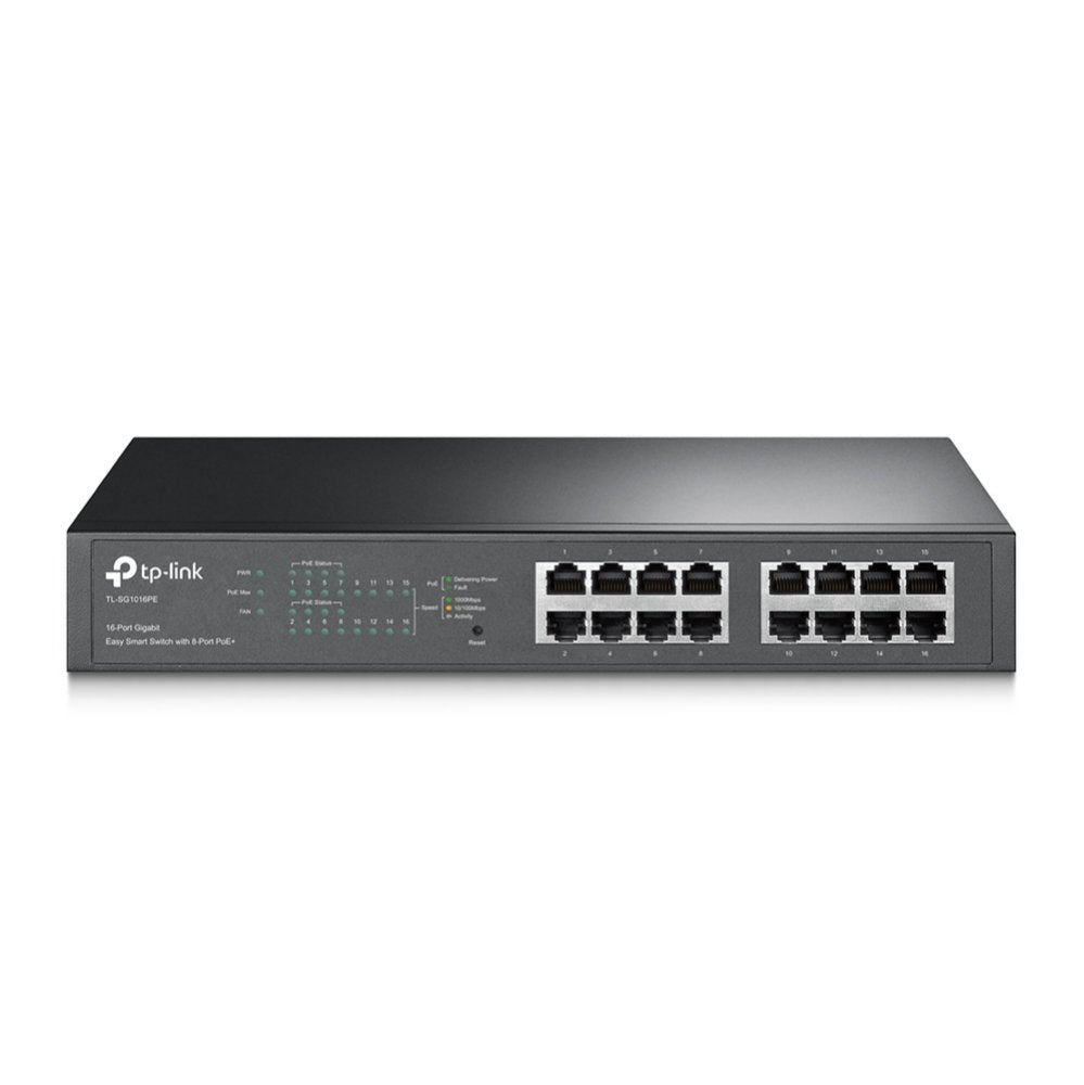 TP-Link TL-SG1016PE | Managed Smart Switch | 16 Poorten | Gigabit Ethernet (10/100/1000 Mbps) | PoE+ (150W) | VLAN/QoS | Webb