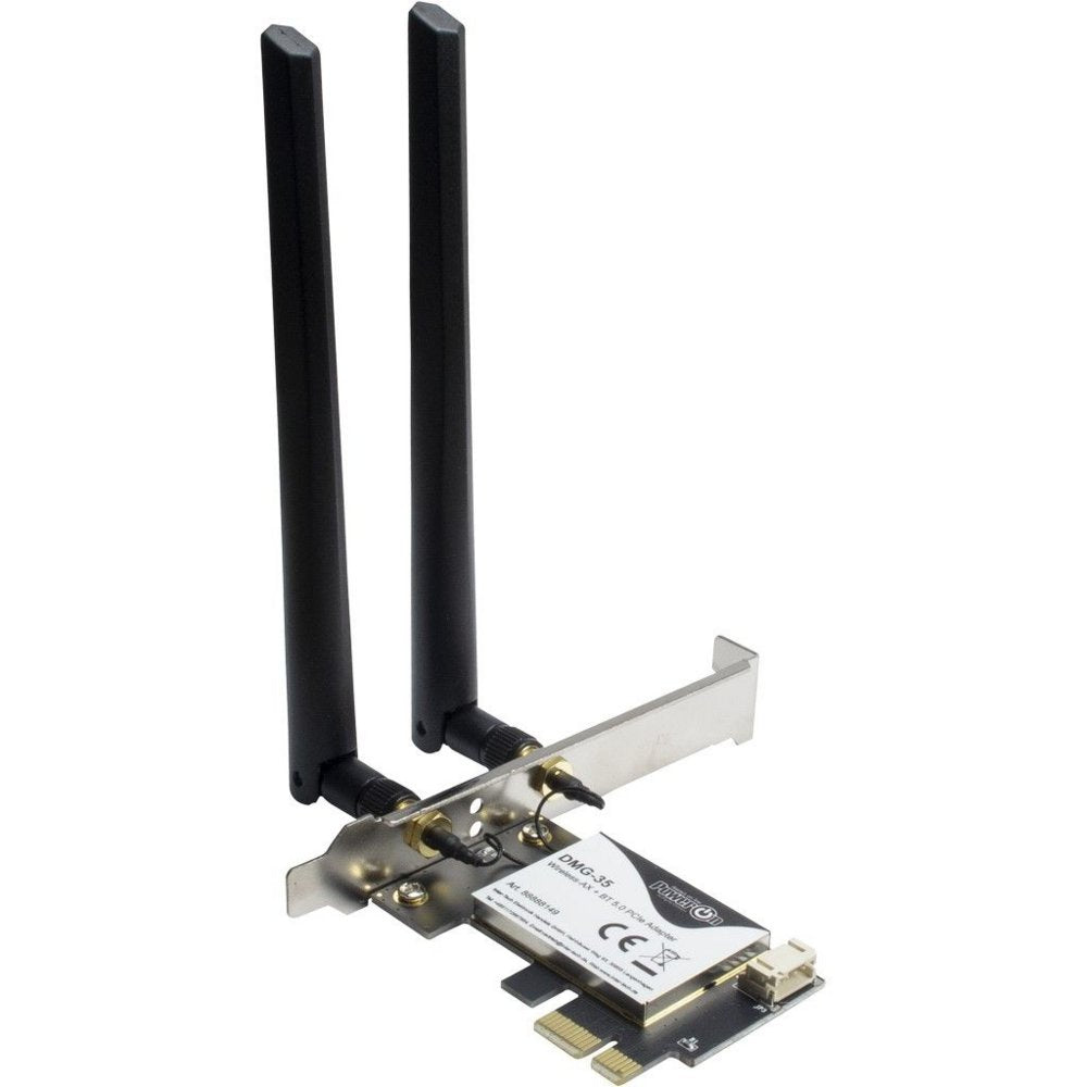 Inter-Tech DMG-35 | Wi-Fi 6 & Bluetooth 5.0 PCIe Adapter | 3000 Mbps | Dual-band (2,4 GHz / 5 GHz) | Intel AX200 Chipset | PC