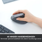 Logitech MX Vertical | Draadloze Ergonomische Muis | Rechtshandig | RF + Bluetooth + USB-C | 4000 DPI suggestie | Grafiet