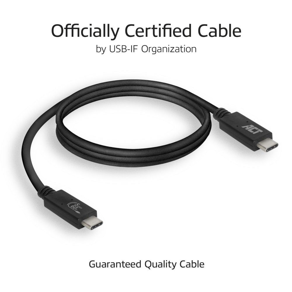 ACT AC7402 | USB 3.2 Gen 1 Kabel | USB-C naar USB-C | 2m | Zwart