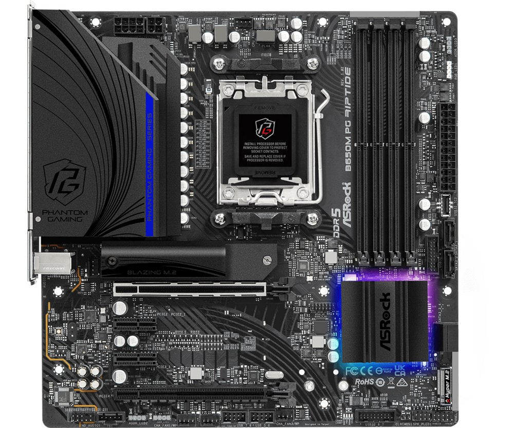 Asrock B650M PG Riptide | Socket AM5 | AMD B650 | 4xDDR5 | Micro-ATX | Moederbord | Renewed