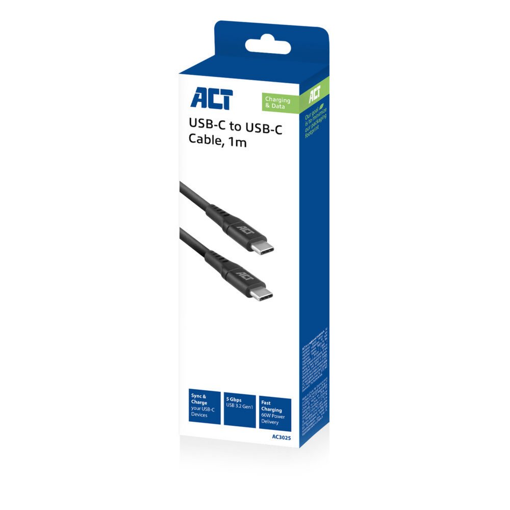 ACT AC3025 | USB 3.2 Gen 1 | USB-C Kabel | 1m | Zwart