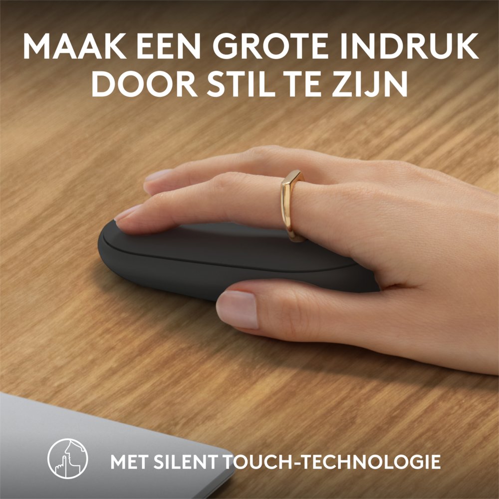 Logitech Pebble 2 M350s | Draadloze Muis | Links- en Rechtshandig | RF + Bluetooth | 4000 DPI | Grafiet
