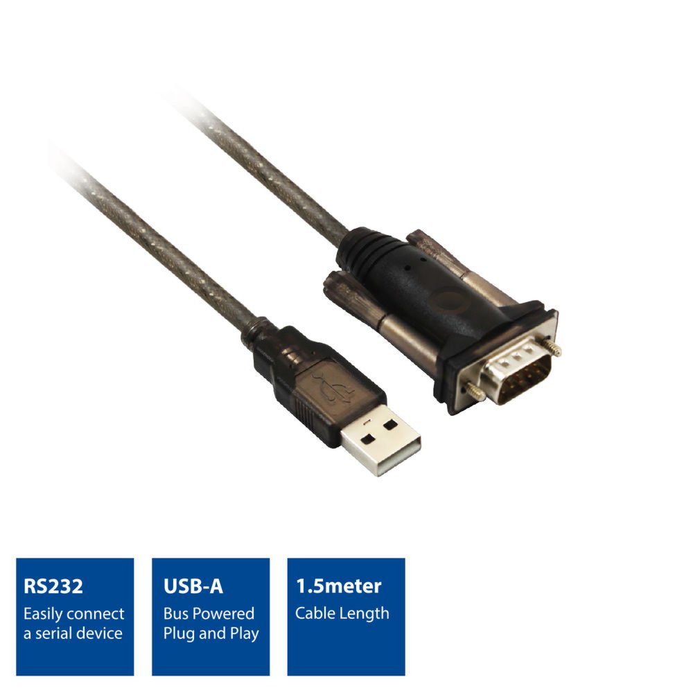 ACT AC6000 | Seriële Kabel | USB-A naar DB-9 | 1,5 m | Zwart