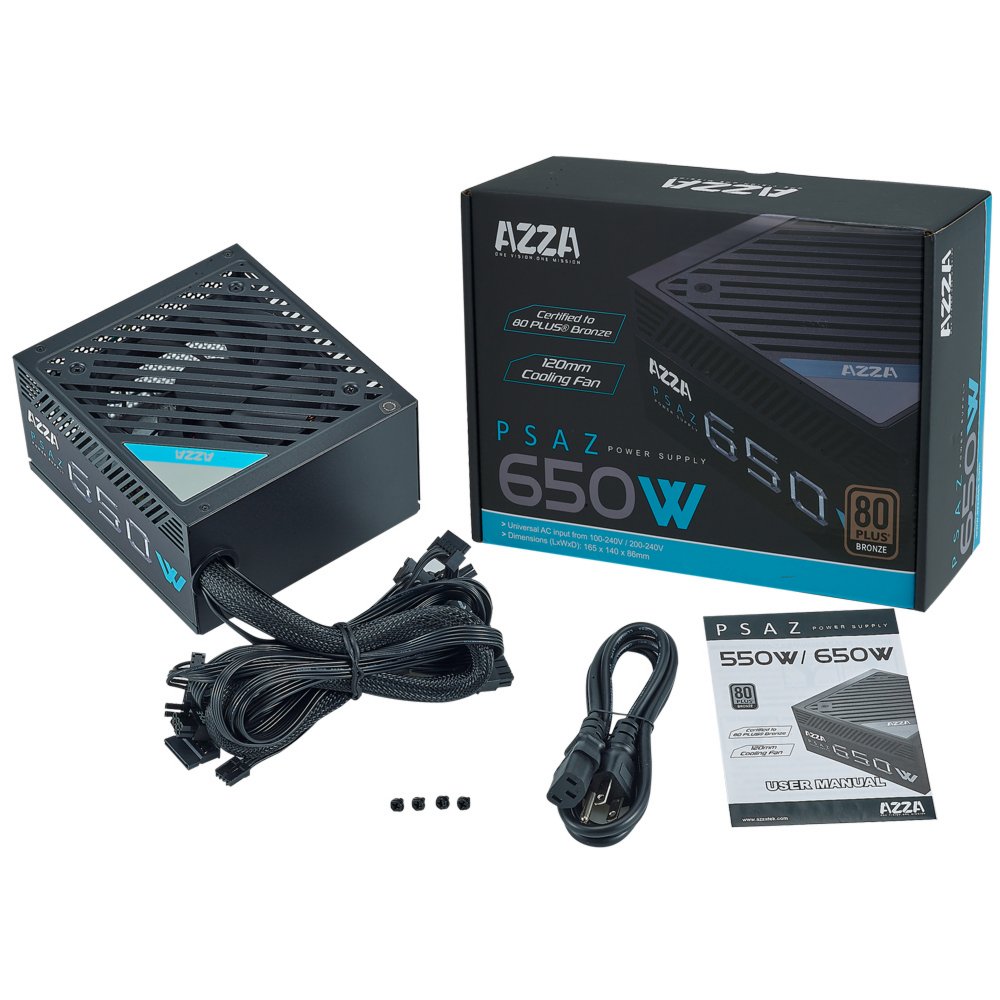 Azza PSAZ-650W | 650 Watt Bronze ATX PSU | Power Supply | Voeding