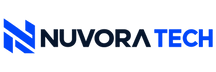 Nuvora Tech logo met blauw N-beeldmerk